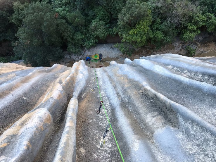 View looking down the thick tufas of Meconi, Margalef