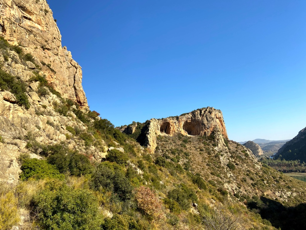 View of the two caves 'Disblia' from across the valley