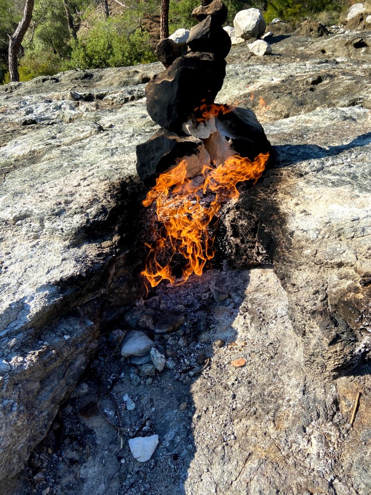 Flames appearing from the ground