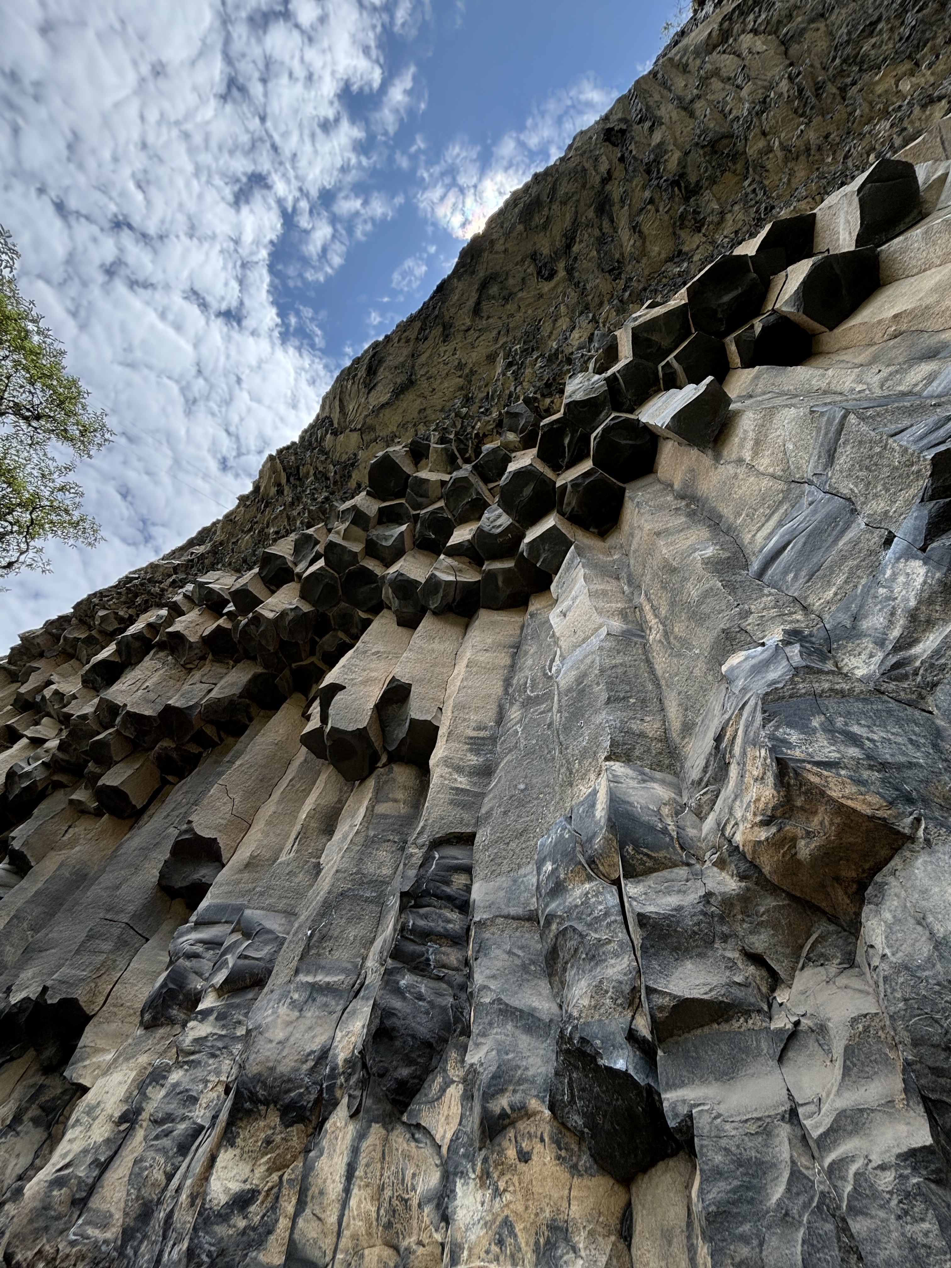 Hexagonal bases of basalt columns.